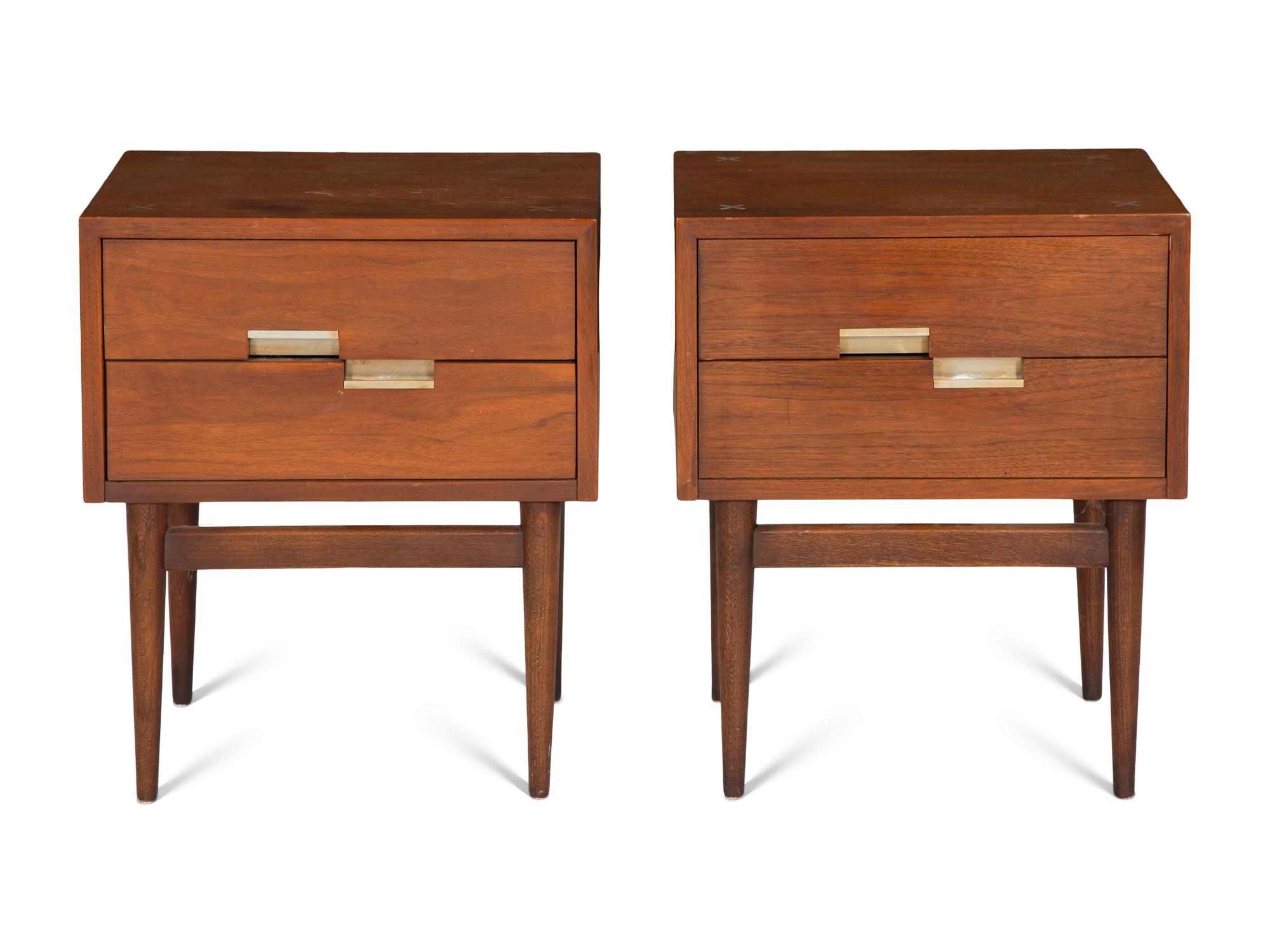 Pair of Accord Walnut Bedside Stands American of Martinsville, USA