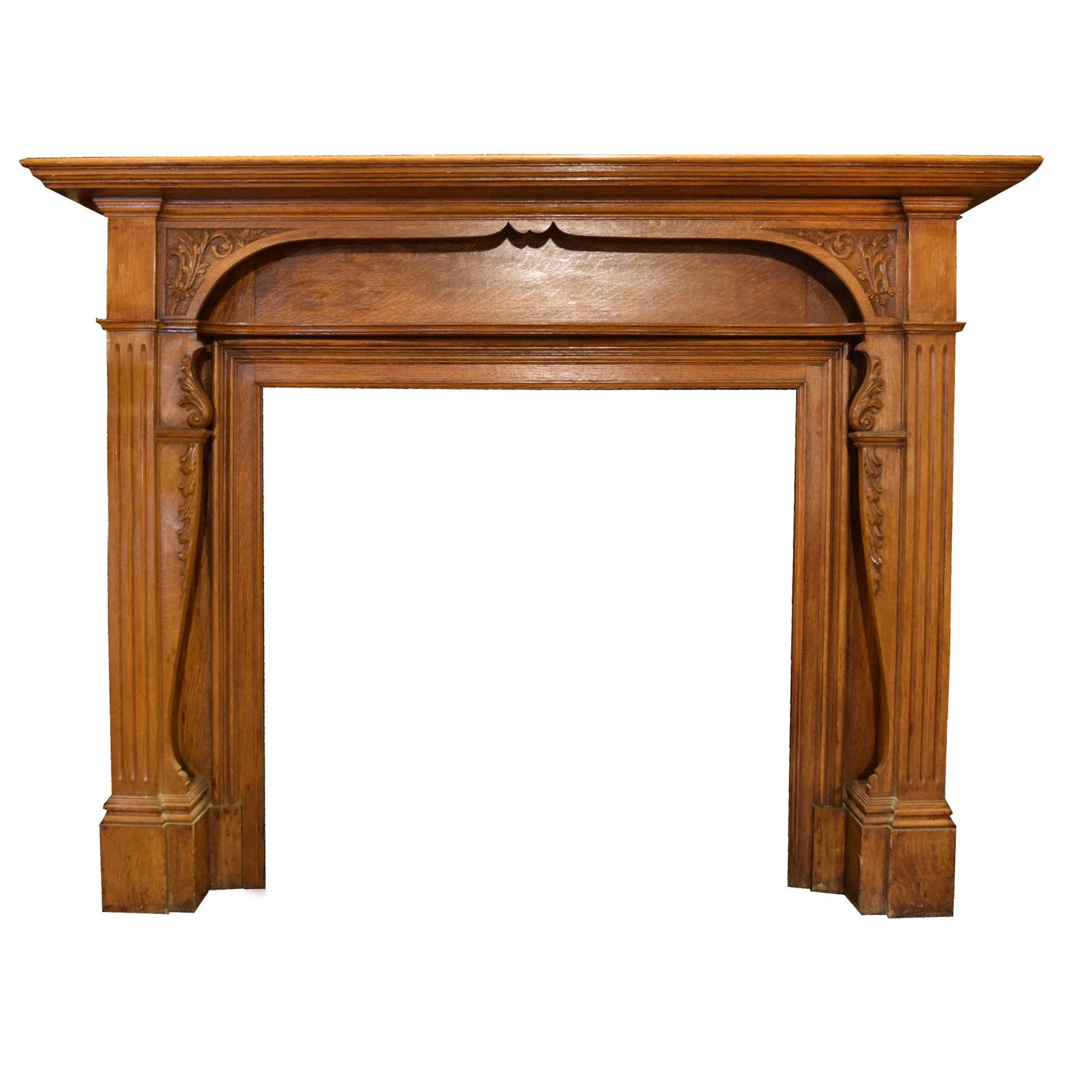 A Heavily Carved Oak Half Mantel 72.5" W x 12" D x 57.5" H — England, Circa 1880