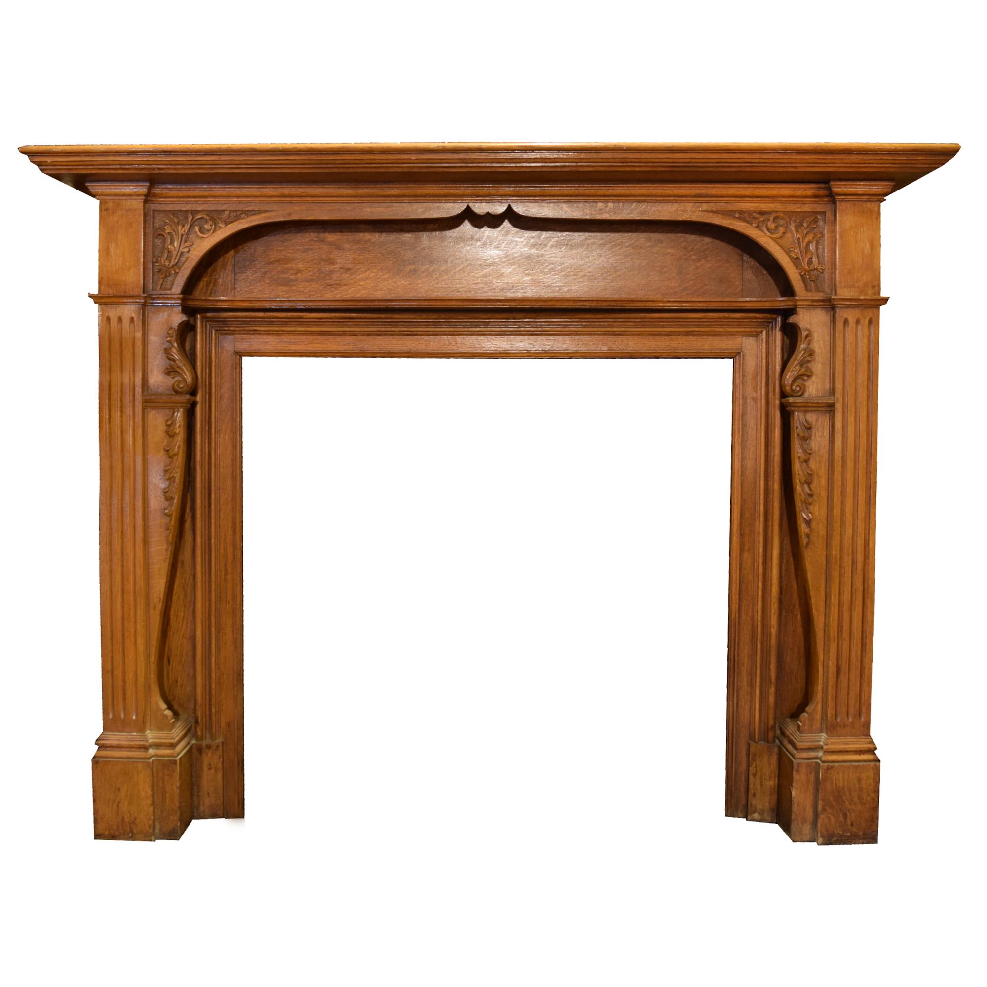 A Heavily Carved Oak Half Mantel 72.5" W x 12" D x 57.5" H — England, Circa 1880