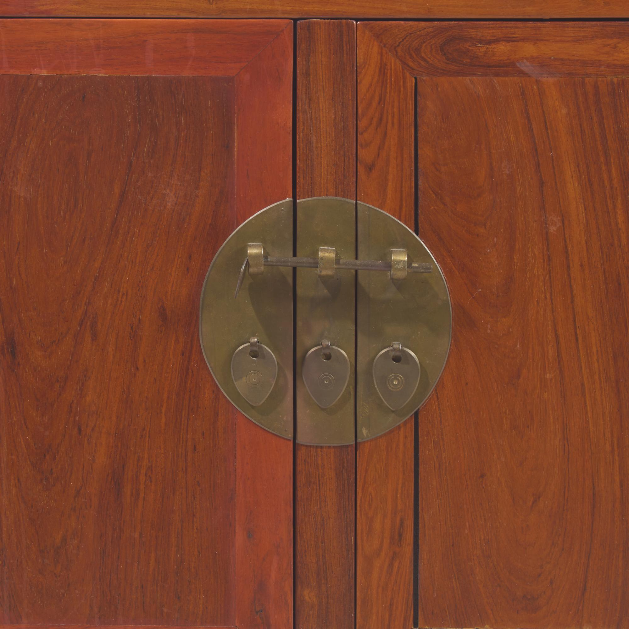 A Chinese Huanghuali and Hardwood Coffer Cabinet, 20th Century — 近代 黃花梨拼硬木翹頭二連櫥
