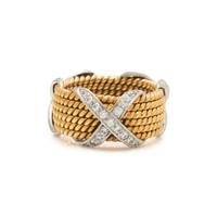 TIFFANY & CO., SCHLUMBERGER, YELLOW GOLD AND DIAMOND 'ROPE SIX-ROW X' RING