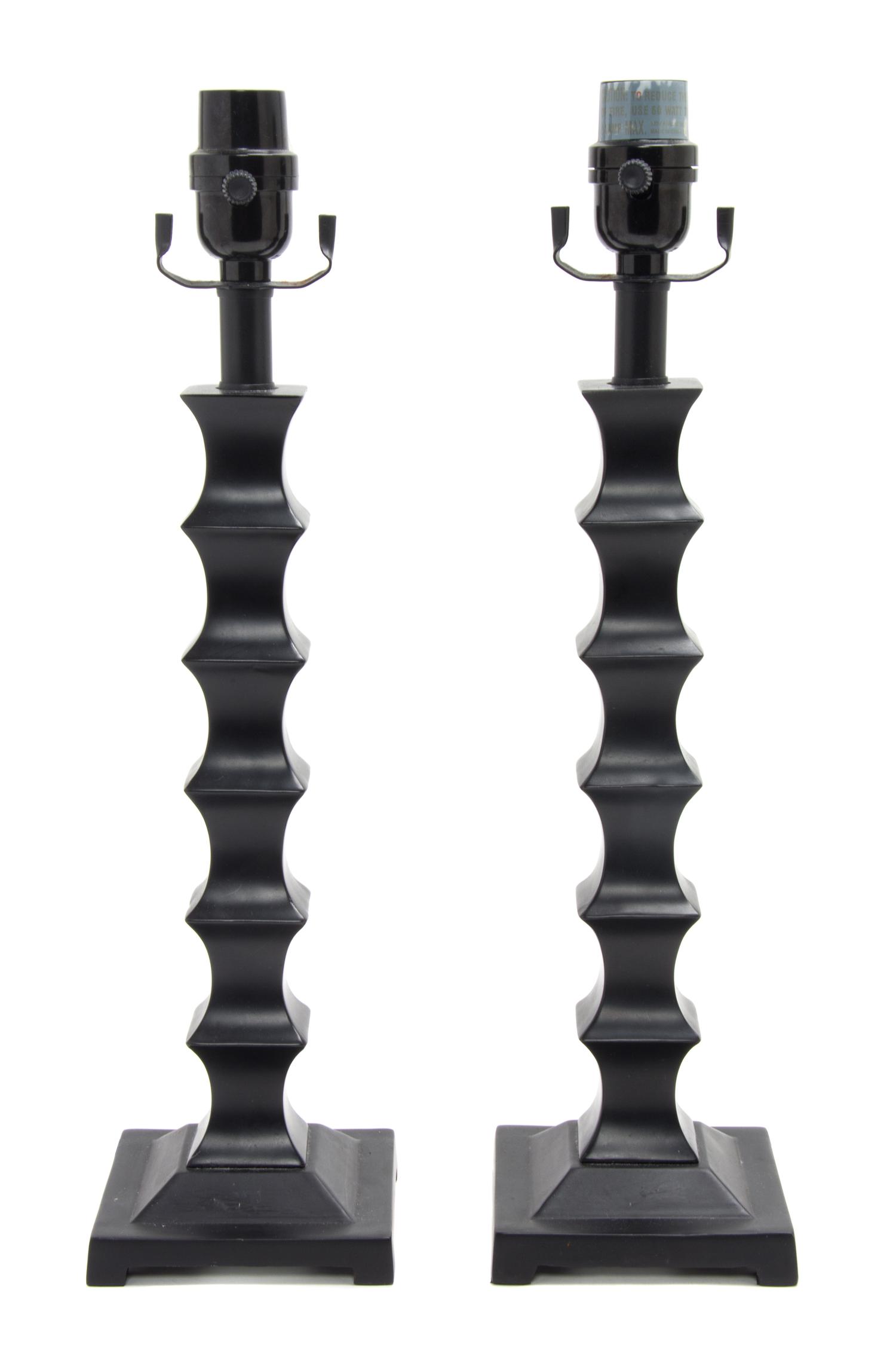 A Pair of Ebonized Table Lamps Height 15 inches. — 20TH CENTURY