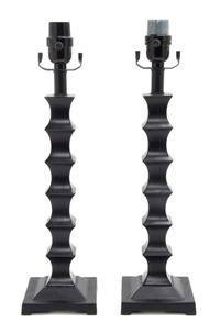 A Pair of Ebonized Table Lamps Height 15 inches. — 20TH CENTURY