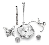 A Collection of Silver Articles, various makers, comprising a pair of George III silver spherical vinaigrette's marked for Birmingham,