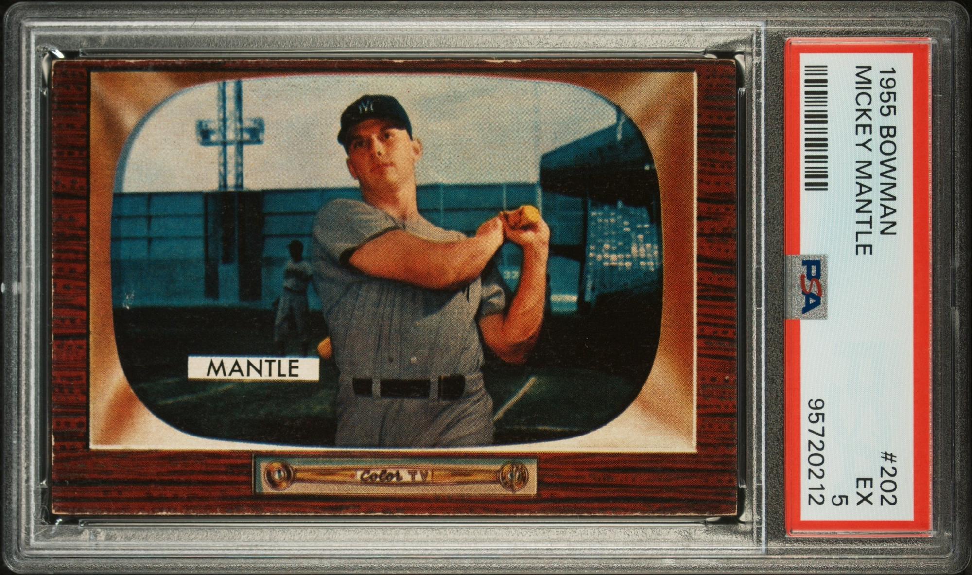 A 1955 Bowman Mickey Mantle Baseball Card No. 202 (PSA 5 EX)