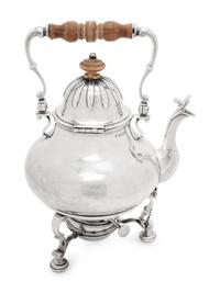 An English Silver Kettle on Lamp Stand
