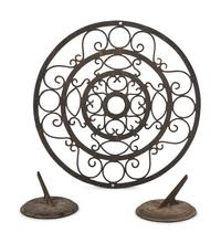Two Cast Iron Sundials and an Architectural Element