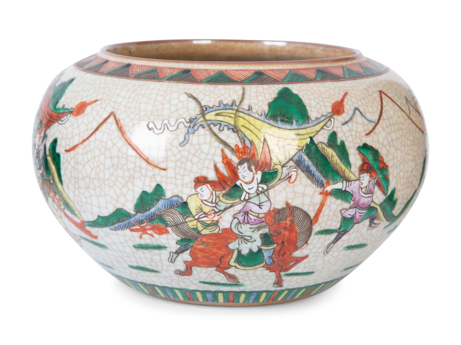 Three Chinese Crackle Glaze Porcelain Items
