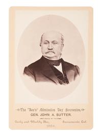 [WESTERN AMERICANA - CALIFORNIA]. BRADLEY & RULOFSON, photographers. Cabinet card of John A. Sutter. Sacramento, CA, 1884.