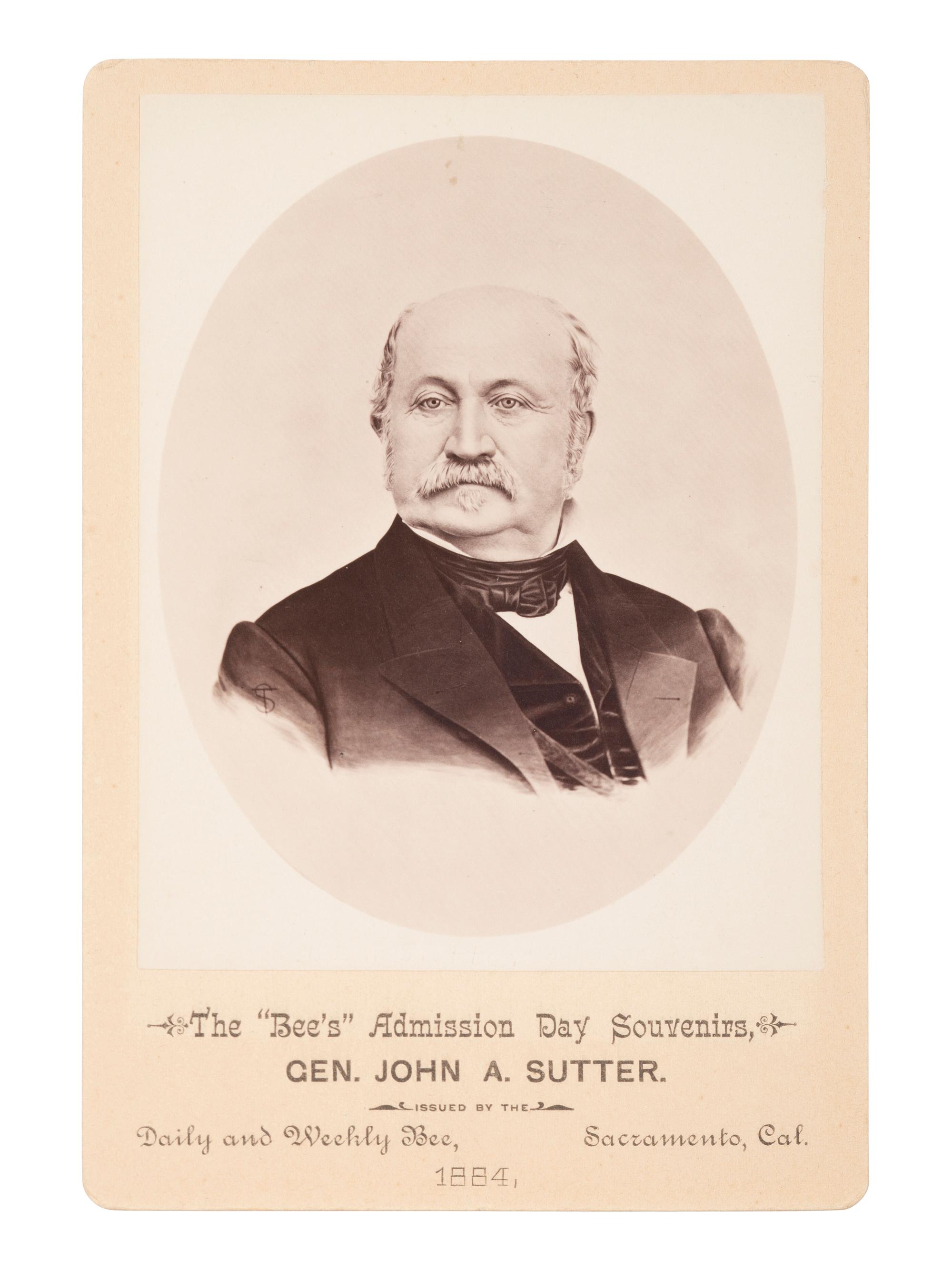 [WESTERN AMERICANA - CALIFORNIA]. BRADLEY & RULOFSON, photographers. Cabinet card of John A. Sutter. Sacramento, CA, 1884.