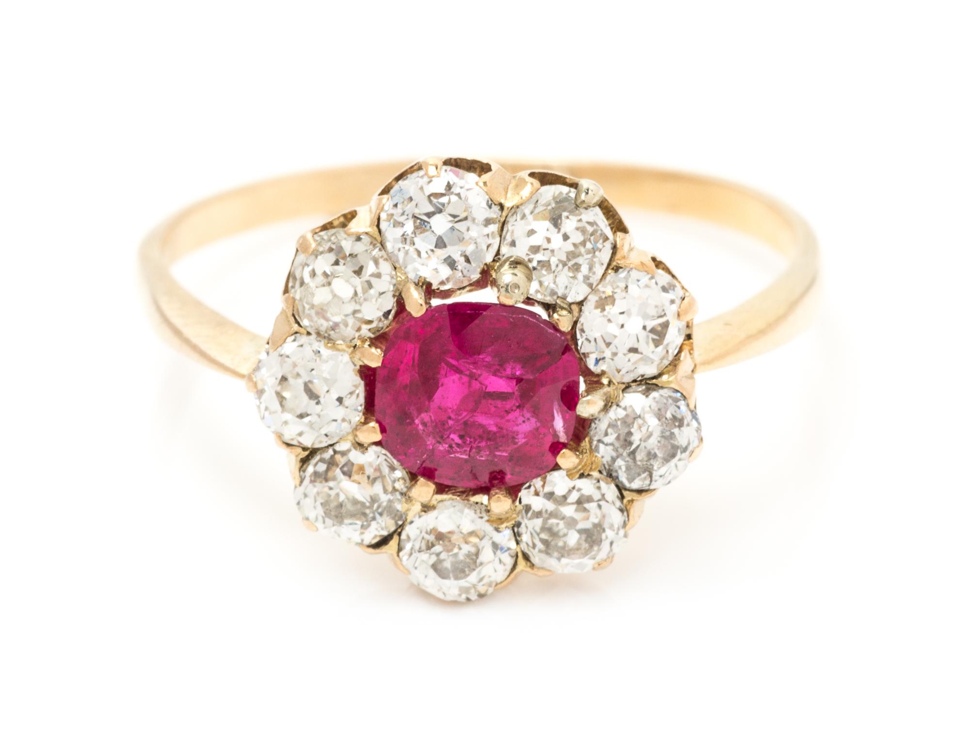 An 18 Karat Rose Gold, Ruby and Diamond Ring, Circa 1895, 2.00 dwts.