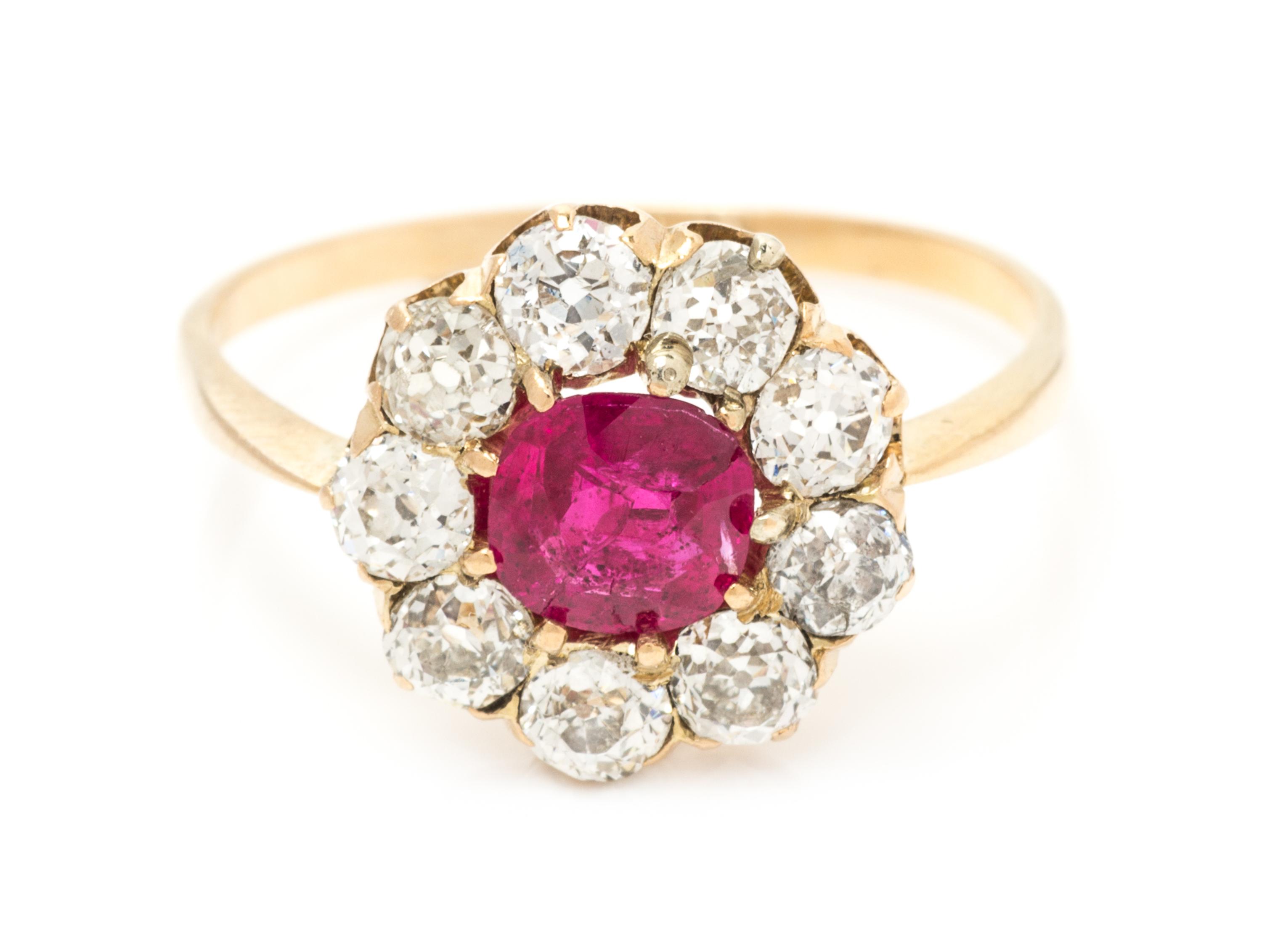 An 18 Karat Rose Gold, Ruby and Diamond Ring, Circa 1895, 2.00 dwts.