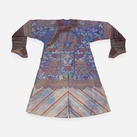 A Chinese blue-ground woven silk and metallic thread “Nine-Dragon” robe 天蓝地九龙袍 Qing dynasty ?