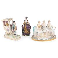 Six Continental Porcelain Figures with Polychrome Enamel Decoration