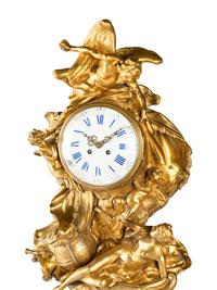 A Louis XV Style Gilt Bronze Clock