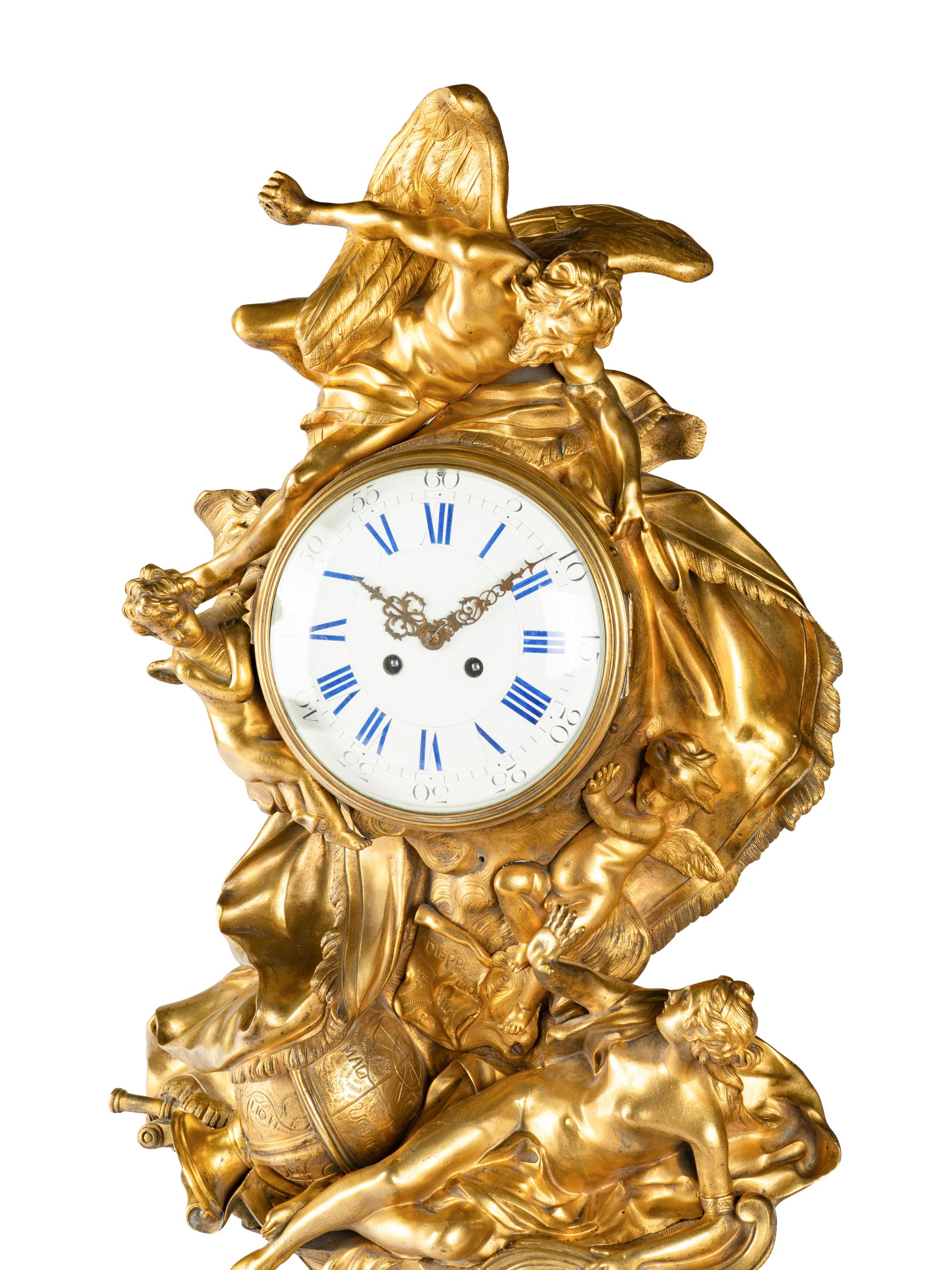 A Louis XV Style Gilt Bronze Clock