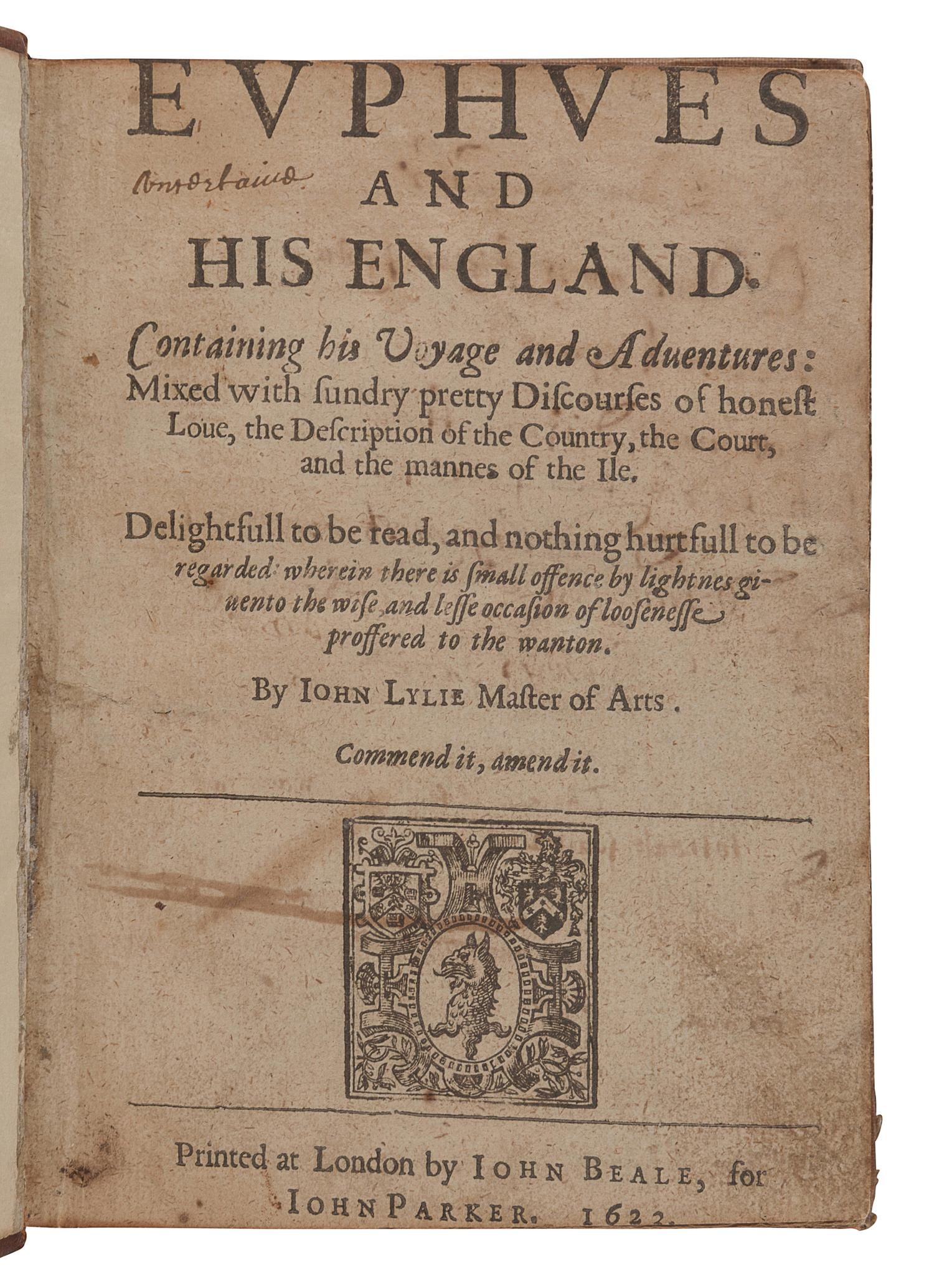 [ENGLISH LITERATURE & HISTORY]. A group of 5 works, comprising: