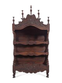A French Provincial Walnut Hanging Étagère