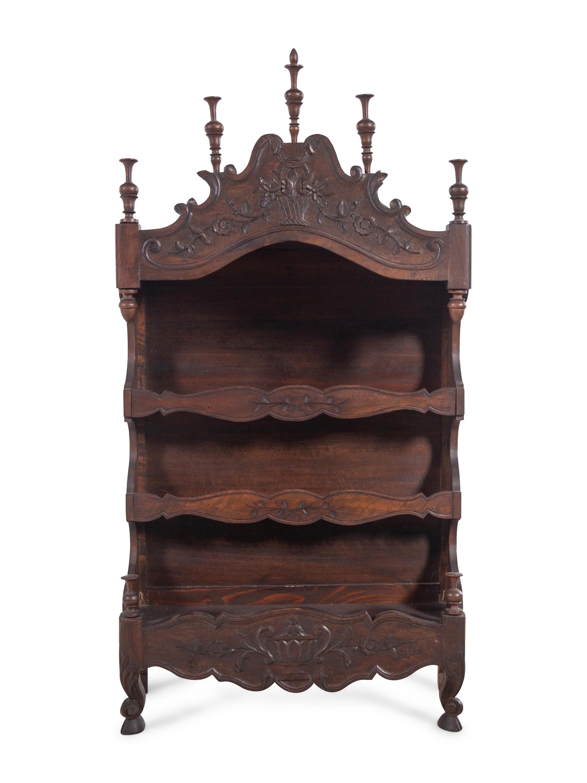 A French Provincial Walnut Hanging Étagère