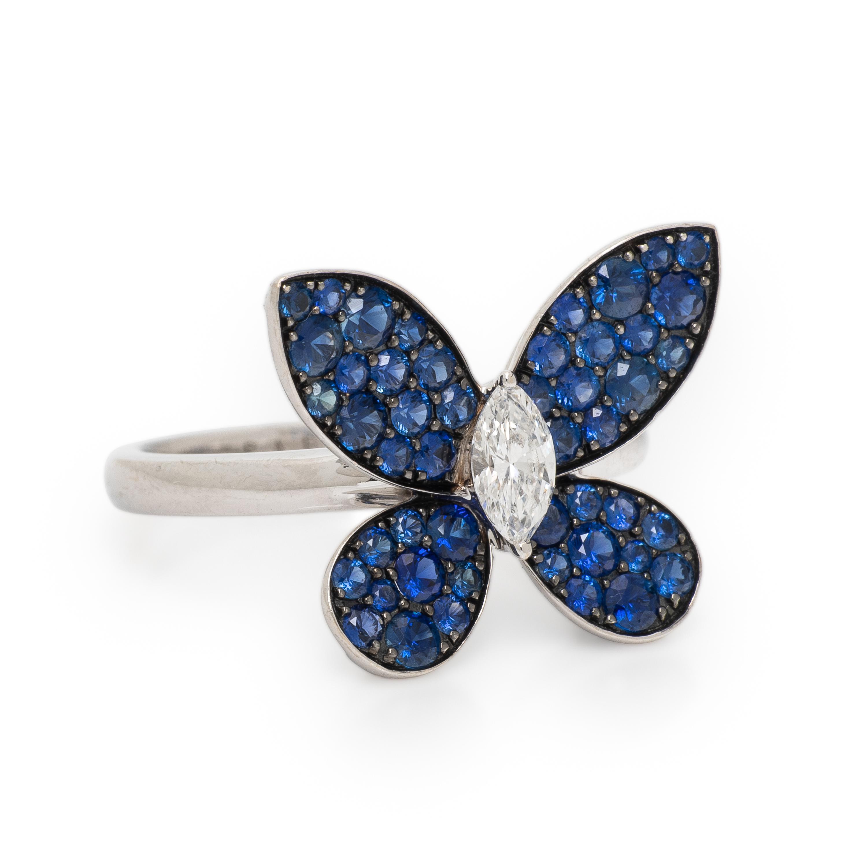 Graff, Diamond, Sapphire, and White Gold Butterfly Ring