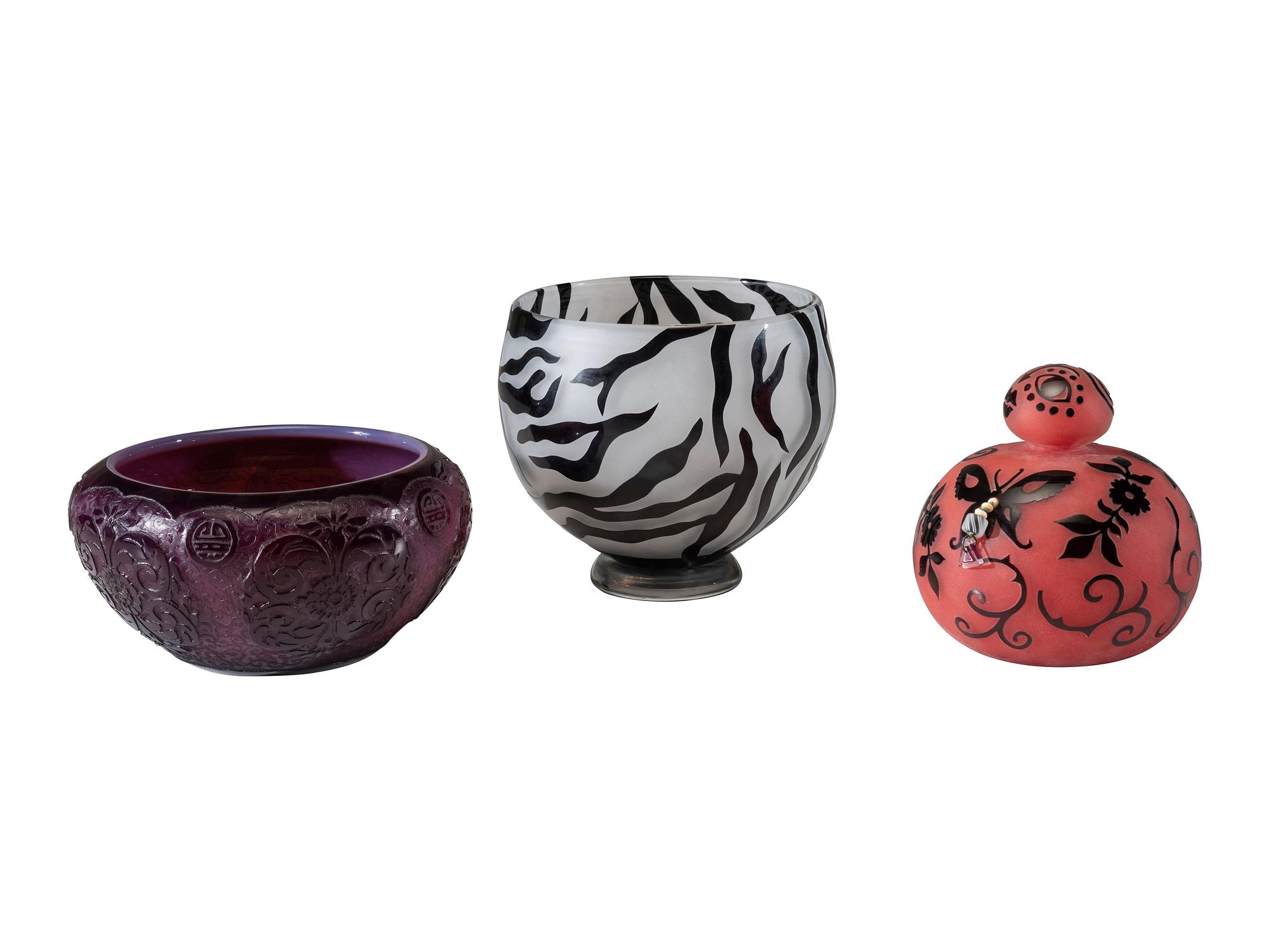 Three Art Glass Vessels