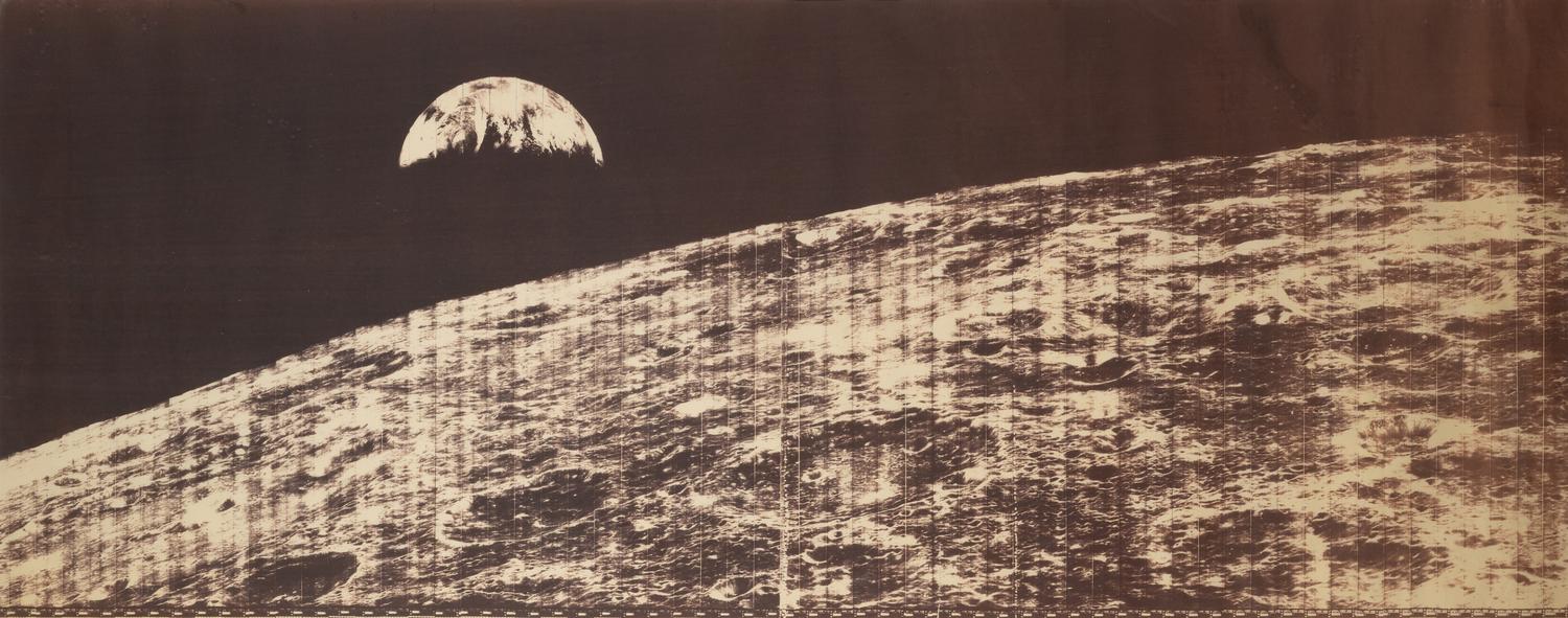 [SPACE EXPLORATION]. A NASA Ticker-Tape Photo Collage of the Lunar Surface. 23 August 1966.