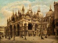 Josef Langl, (Austrian, 1843-1920), View of Pisa and View of Piazza San Marco, Venezia (a pair of works)