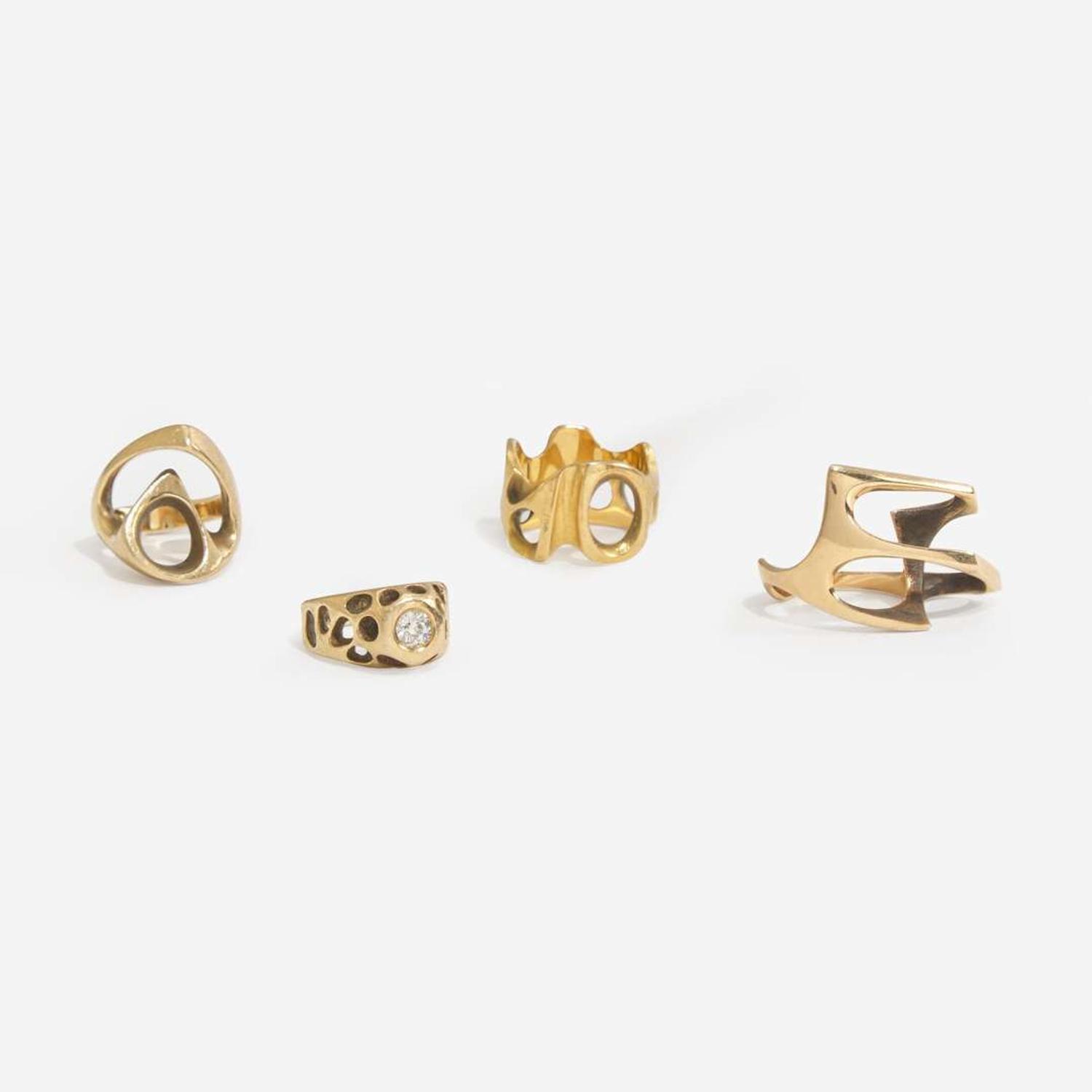Donald Wright (American, 1930-2012) Four Gold Rings, USA, circa 1970s