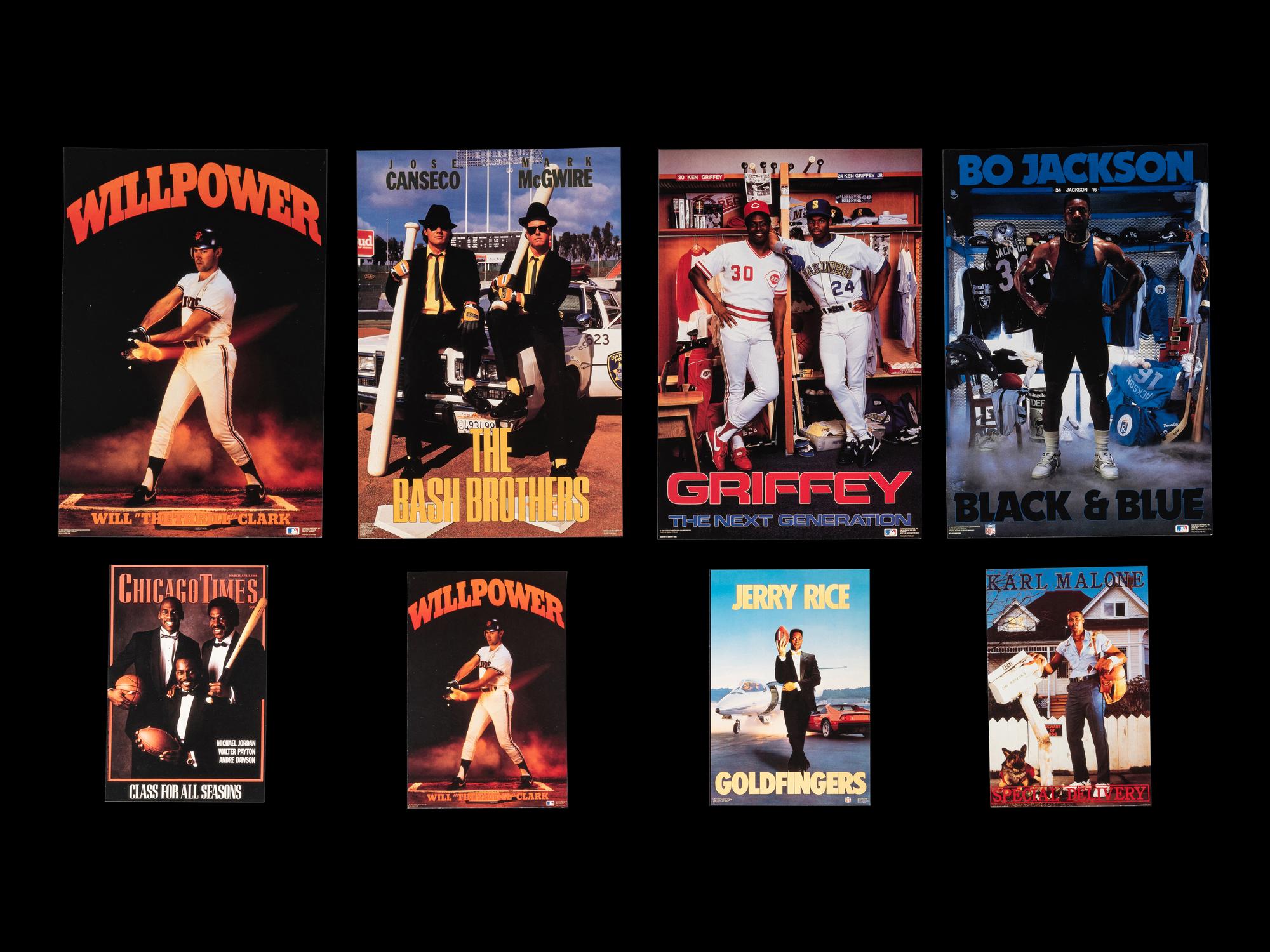 A Group of 34 1990s Costacos Brothers Mini Posters and Postcards (Including Michael Jordan, Bo Jackson and The Bash Brothers),