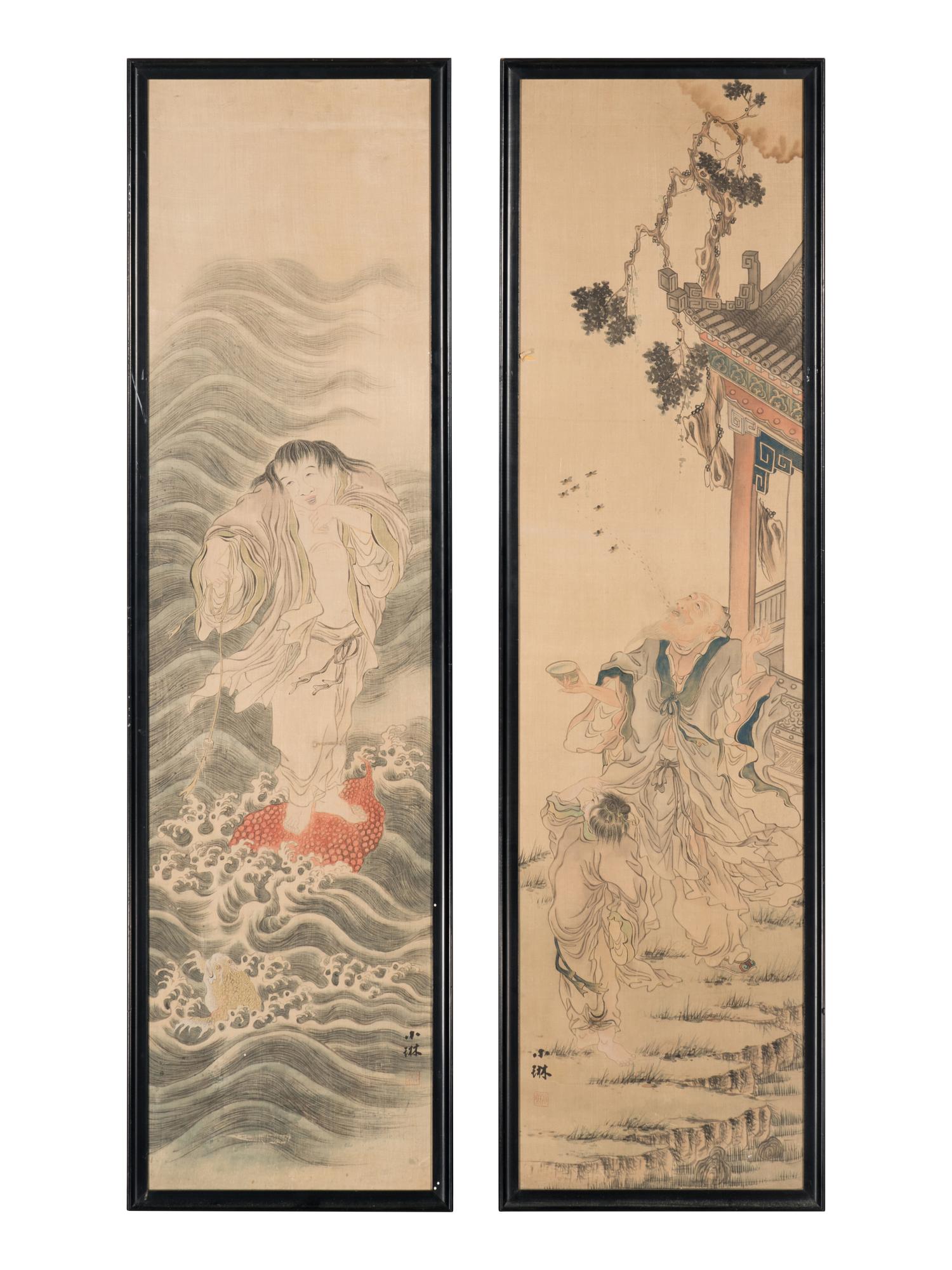 Two Korean Ink and Color on Silk Paintings, 19th/Early 20th Century