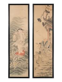 Two Korean Ink and Color on Silk Paintings, 19th/Early 20th Century