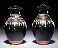 A Pair of Apulian Gnathian Ware Trefoil Oinochoai