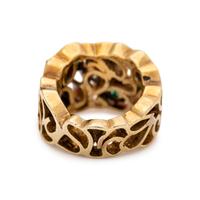 YELLOW GOLD, DIAMOND AND EMERALD RING