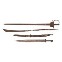 Lot of 4 Ethnographic Swords Including: Kindjal, Panabas Sword, Mandinka Saber, Spanish Bilbo