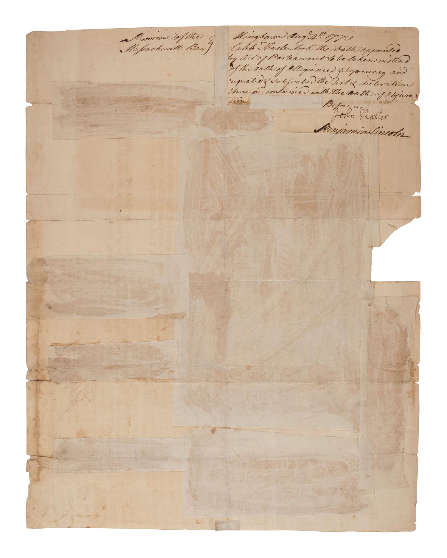HUTCHINSON, Thomas (1711-1780). Military appointment signed ("T Hutchinson") as Governor of Massachusetts Bay Colony. Boston, 4 March 1773.