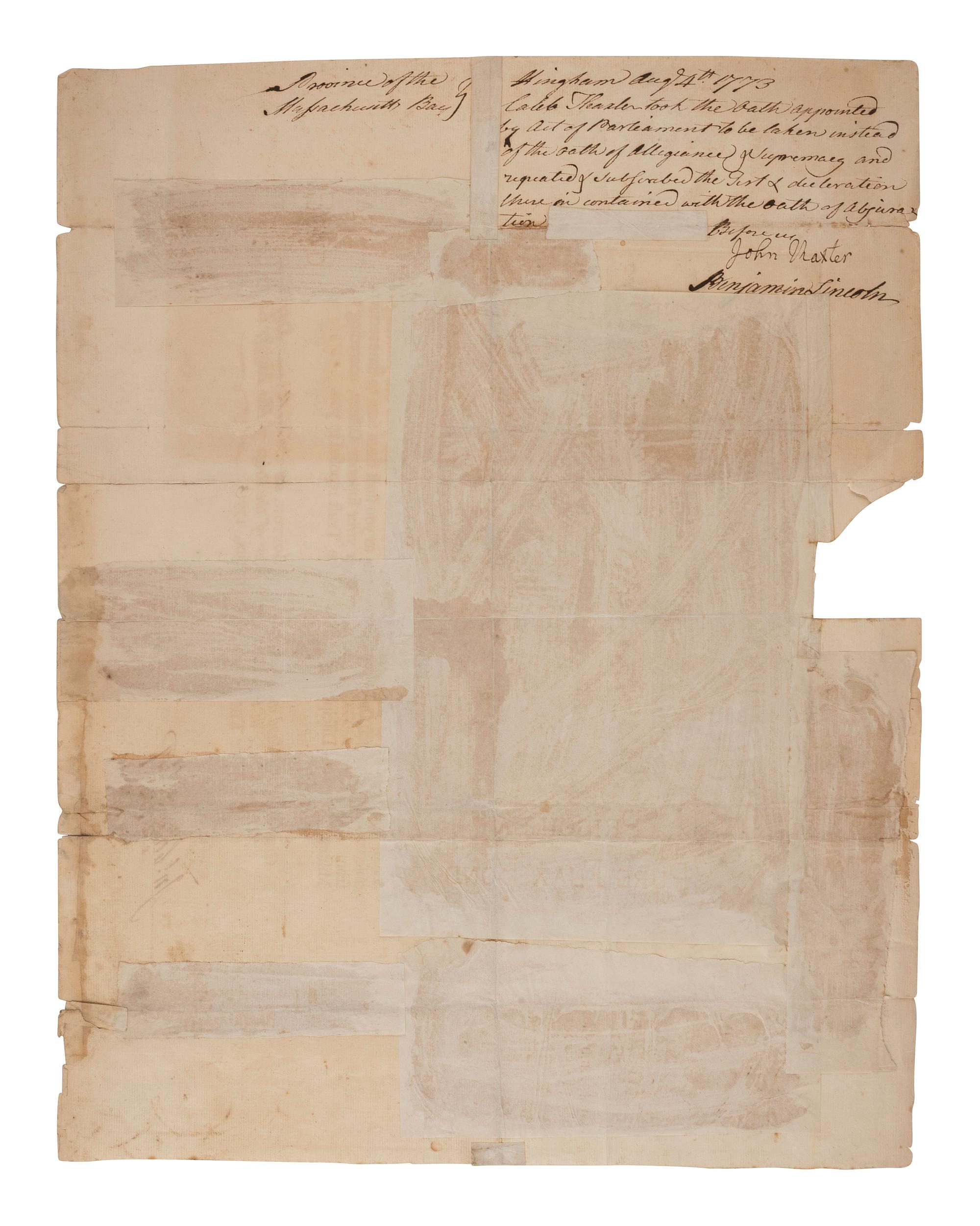 HUTCHINSON, Thomas (1711-1780). Military appointment signed ("T Hutchinson") as Governor of Massachusetts Bay Colony. Boston, 4 March 1773.