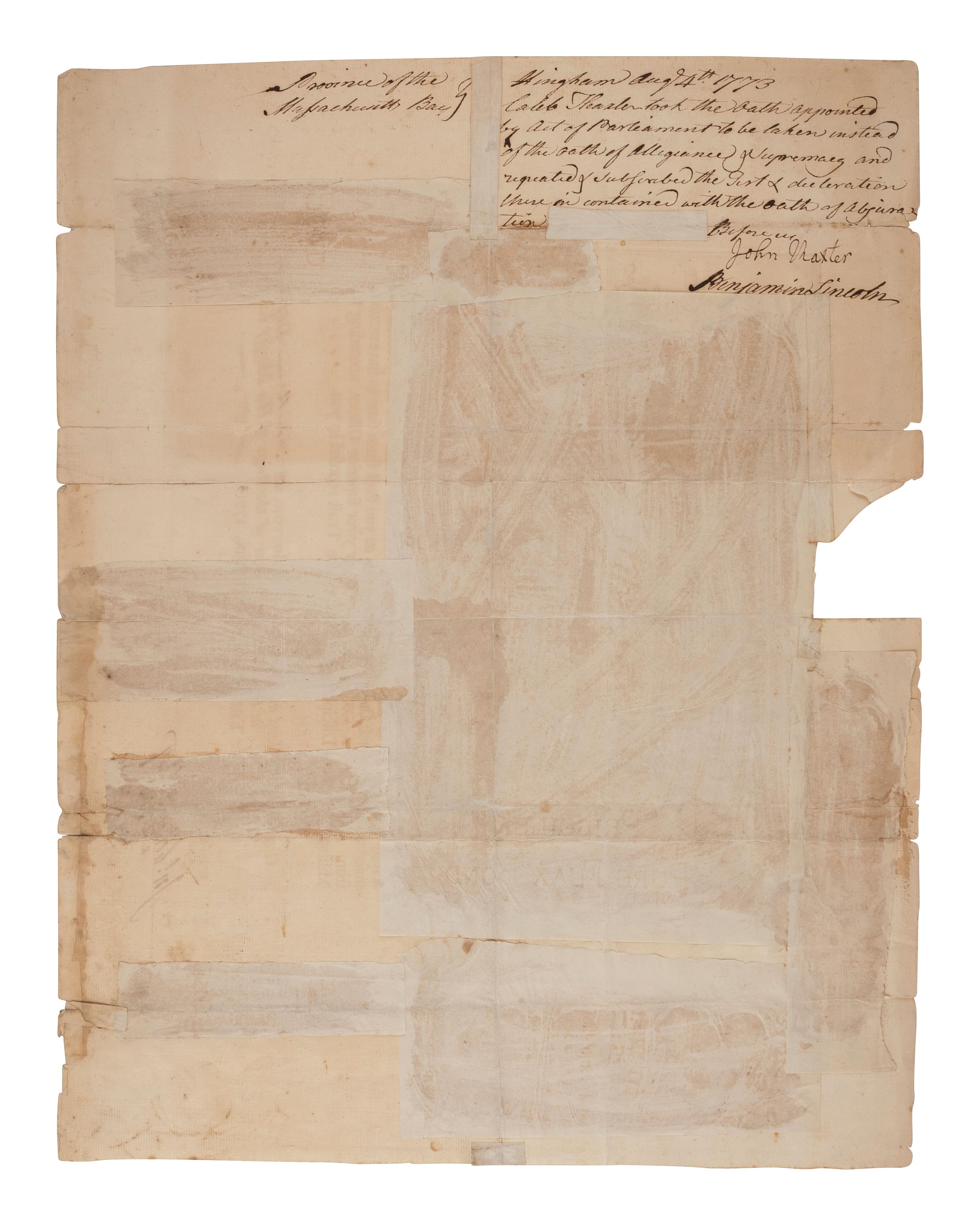 HUTCHINSON, Thomas (1711-1780). Military appointment signed ("T Hutchinson") as Governor of Massachusetts Bay Colony. Boston, 4 March 1773.