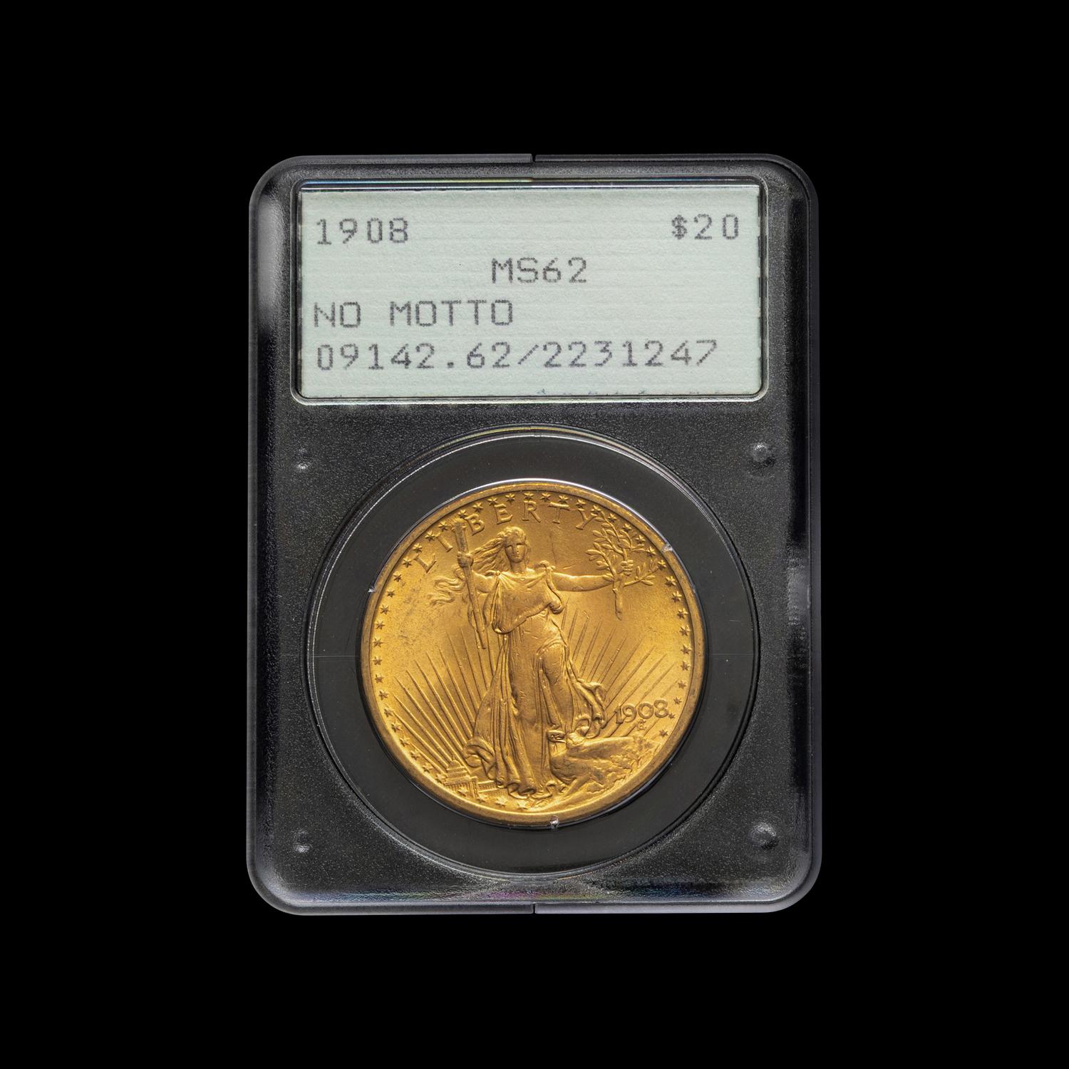 A 1908 Saint Gaudens $20 Gold Coin (PCGS MS62)