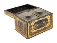 A Chinese Export Lacquer Tea Caddy
