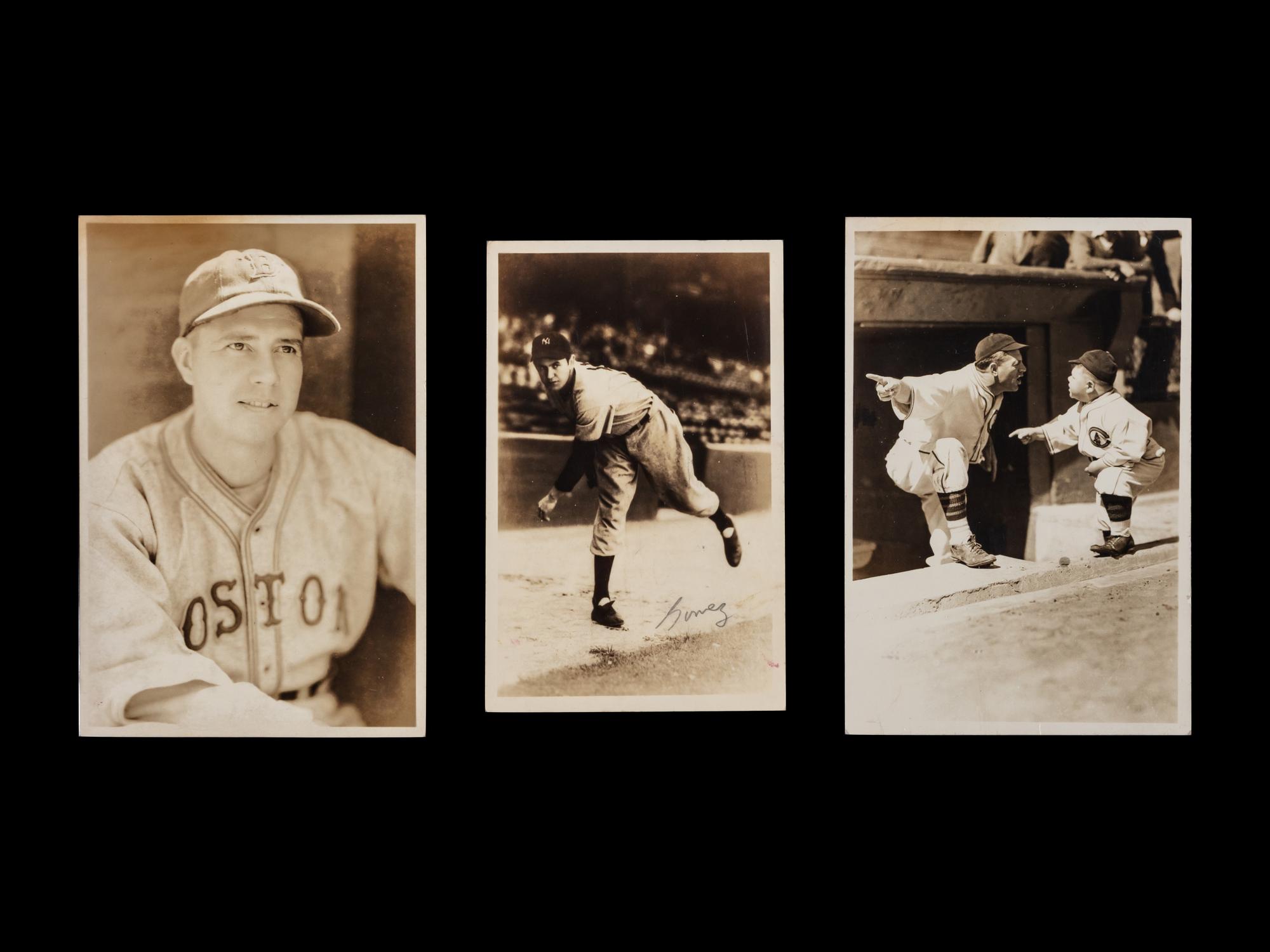 A Collection of Original 1930s George Burke Photo Post Cards Including Iconic Charlie Grimm / Paul Dominick Image