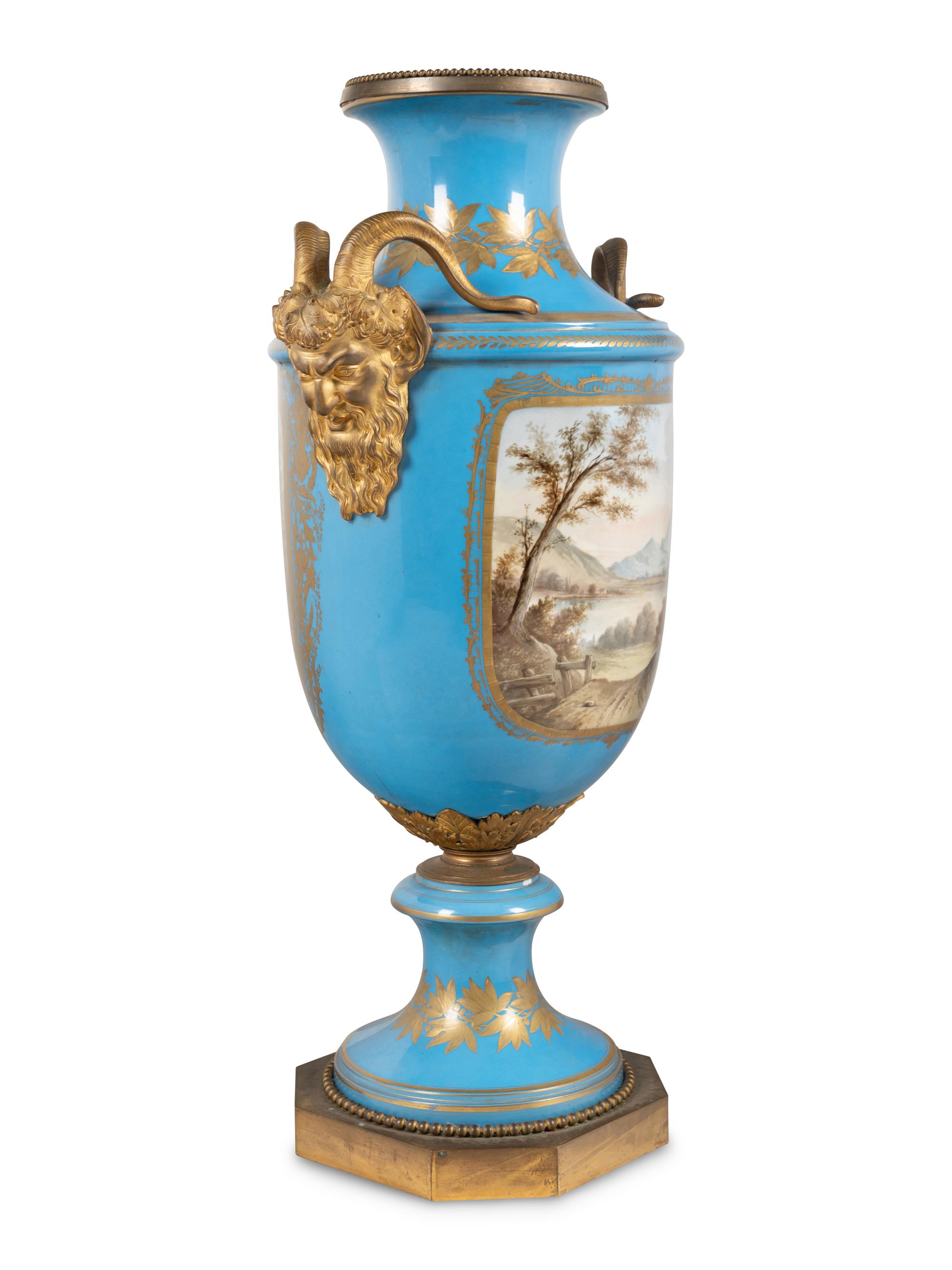 A Large Gilt Bronze Mounted Sèvres Style Porcelain Vase