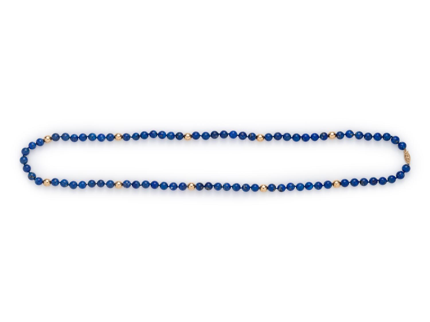 SOLD: LAPIS LAZULI AND YELLOW GOLD BEAD NECKLACE