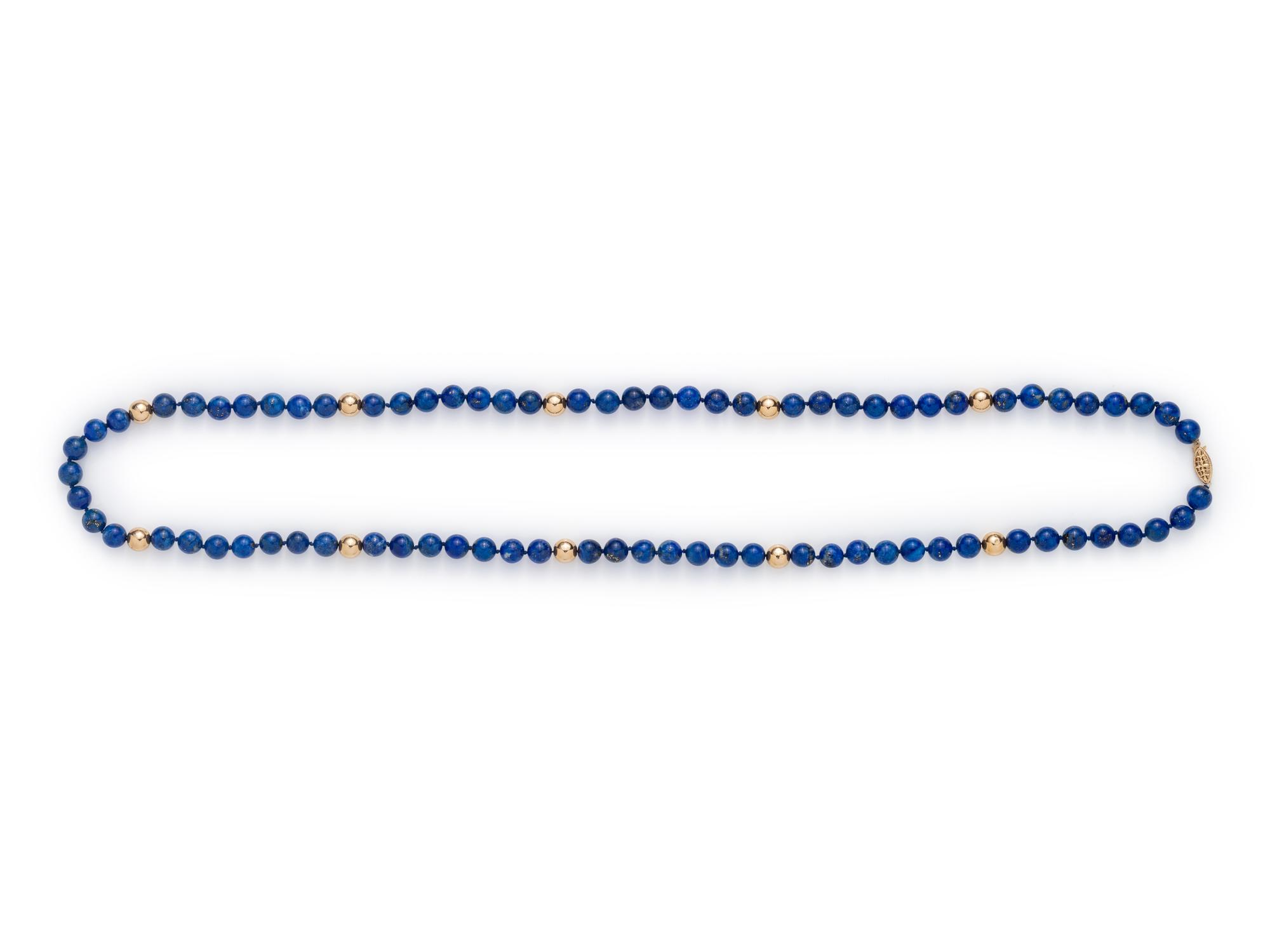 SOLD: LAPIS LAZULI AND YELLOW GOLD BEAD NECKLACE