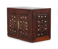 An English Bone and Mother-of-Pearl Inlaid Walnut Table Cabinet