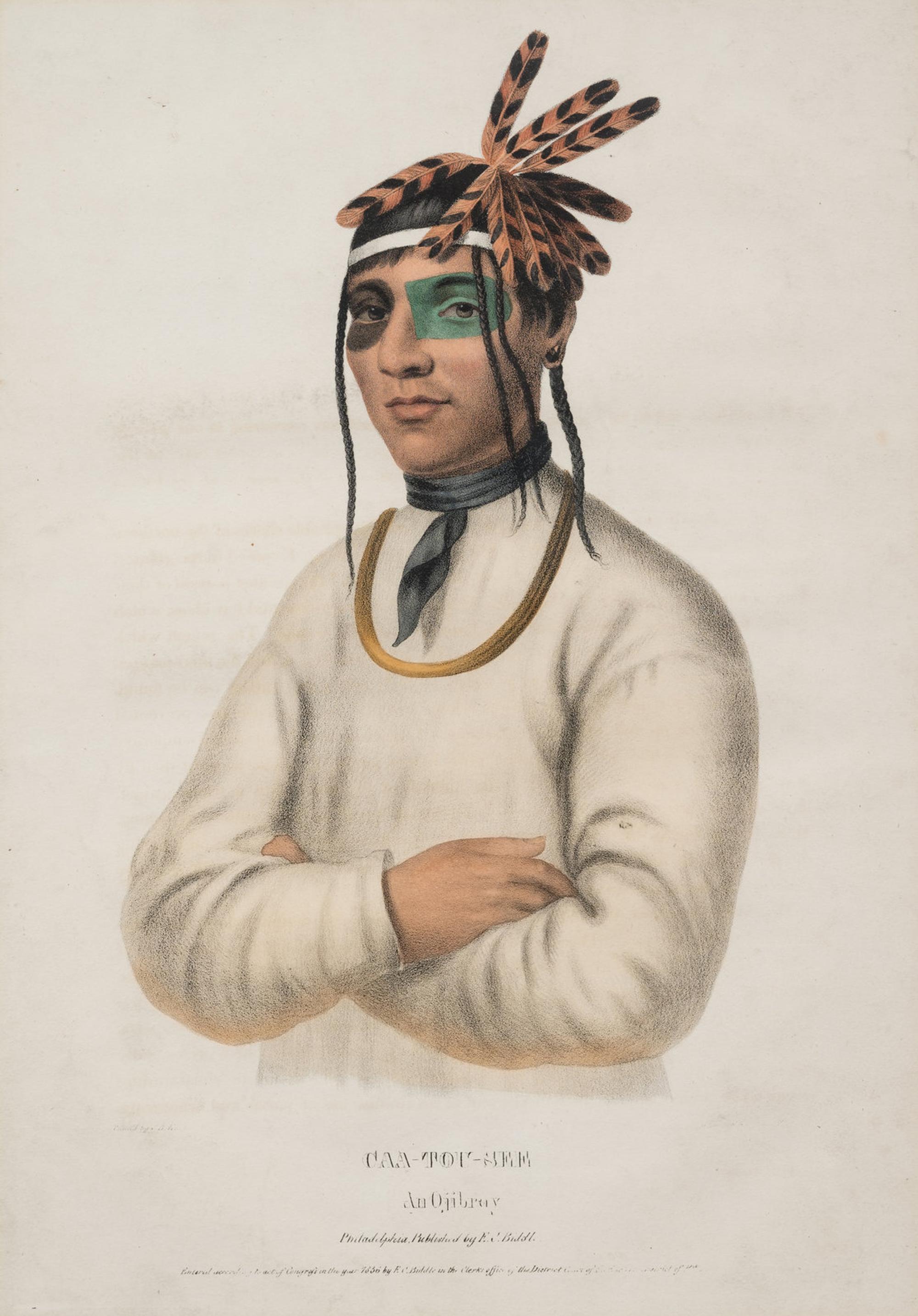 Three Hand-Colored Lithographs by George Catlin (American, 1796-1872) and a Lithograph Published by McKenney and Hall