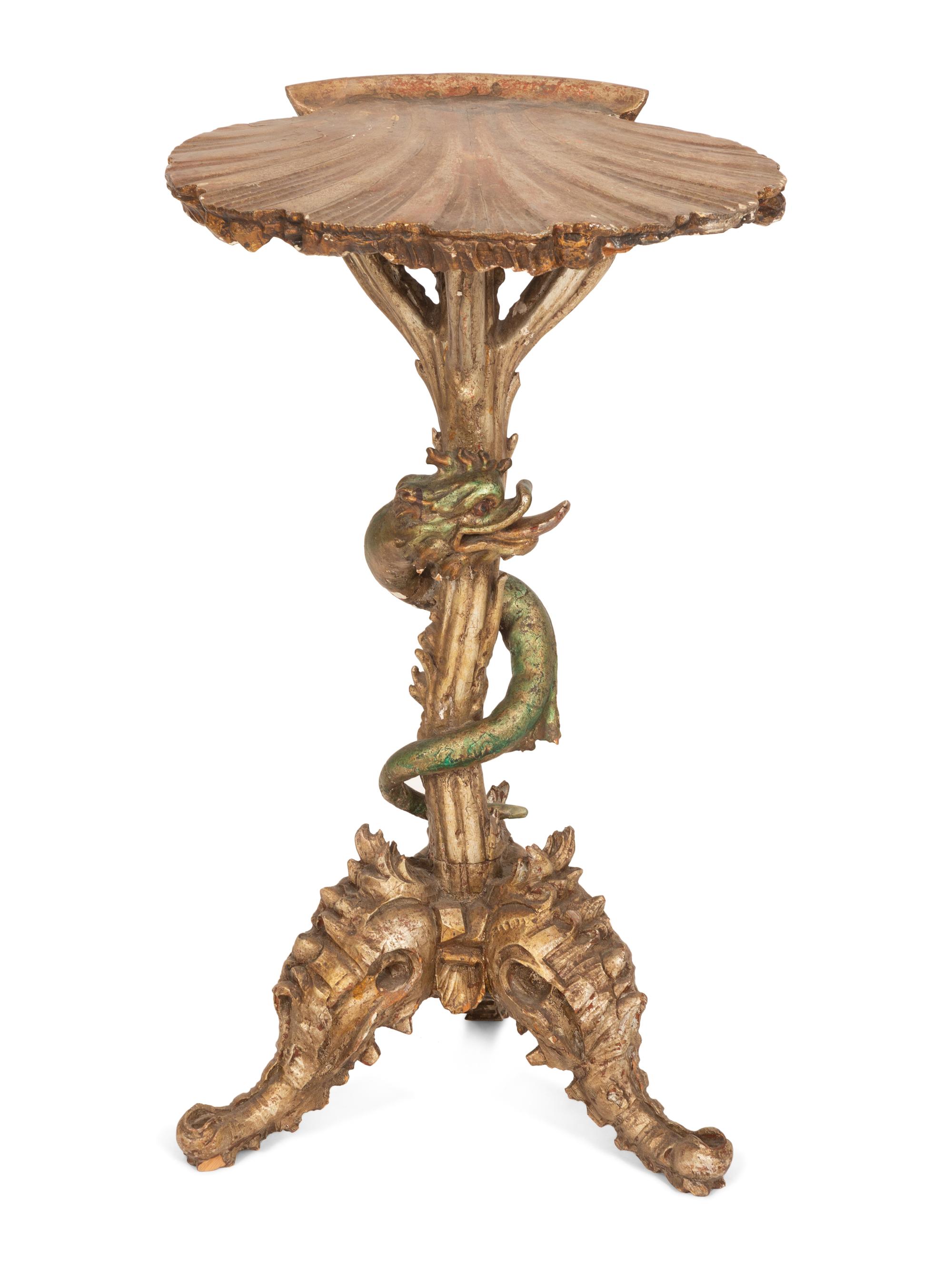A Venetian Style Carved 'Grotto' Side Table