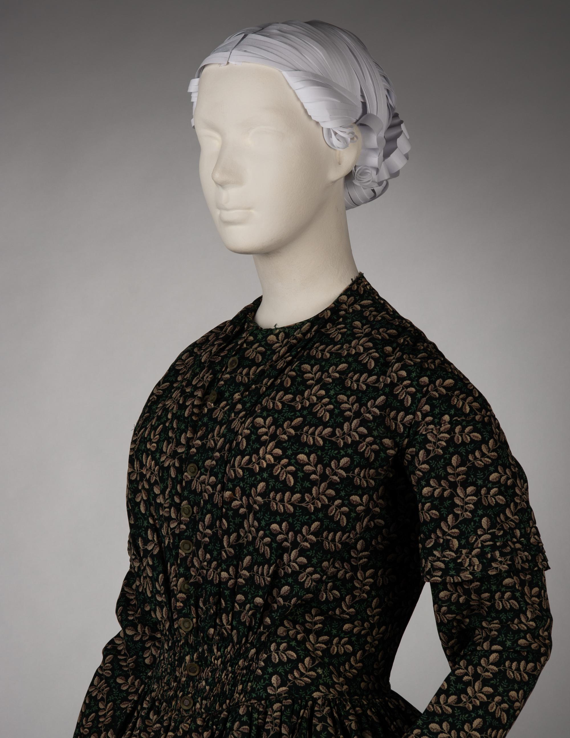 Printed Wool Day Dress, 1840s