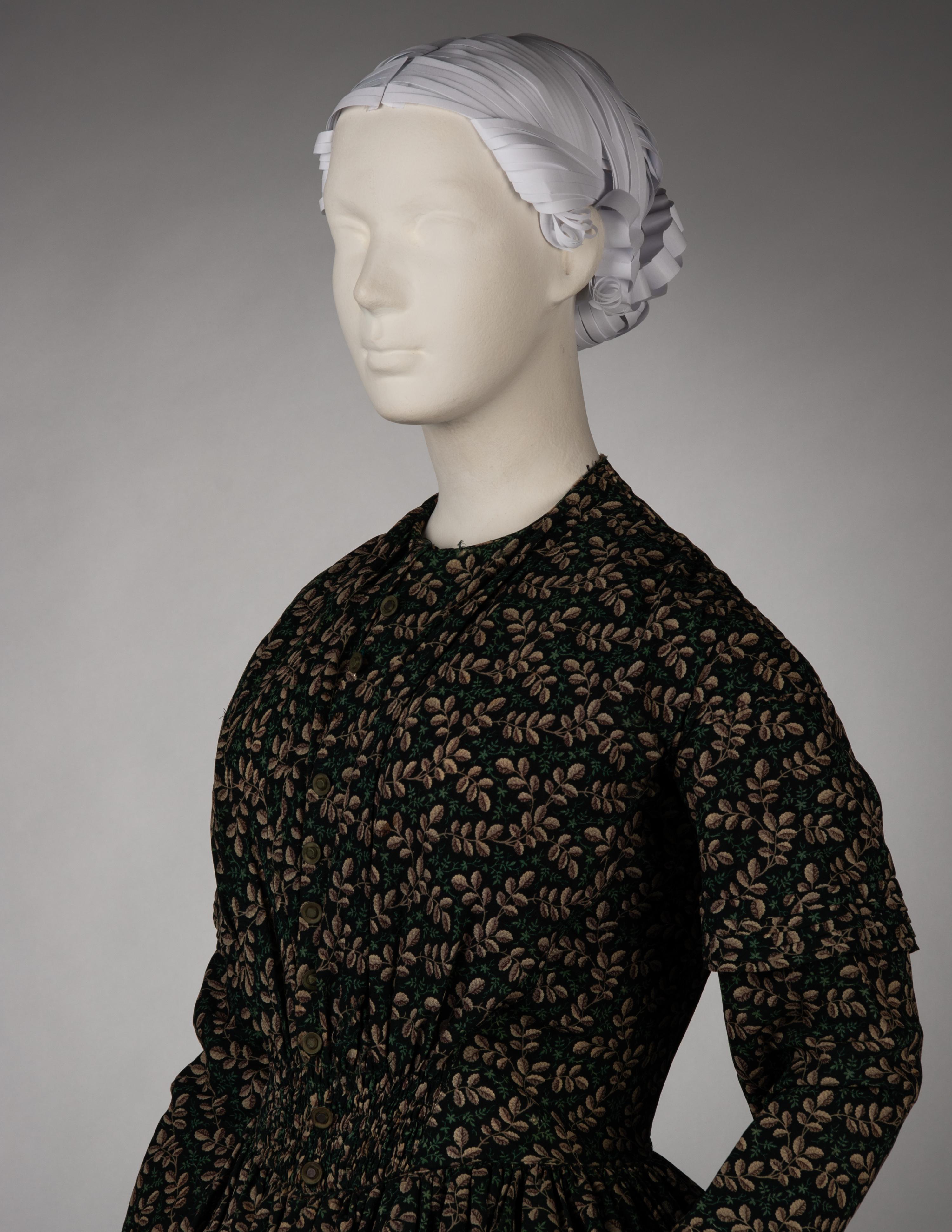 Printed Wool Day Dress, 1840s