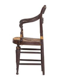 A Classical Paint-Decorated Fancy Child's Hitchcock Rush-Seat Armchair