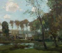 Landscape with Pond and House